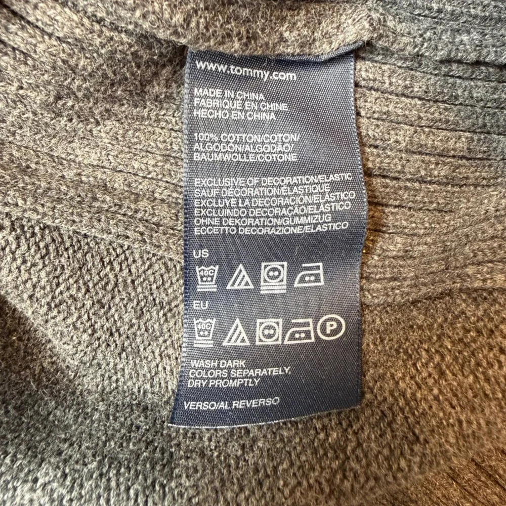 Tommy Hilfiger Mens XL Gray 1/4‎ Zip Cotton Knit Pullover Sweater Mock Neck Logo